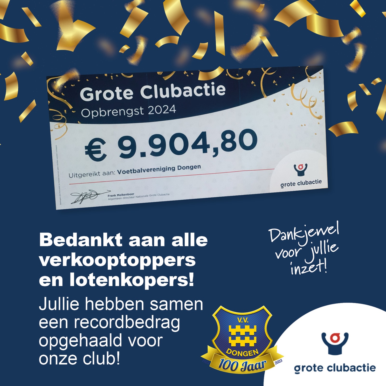 Recordopbrengst Grote Club Actie goed besteed!